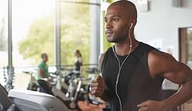 Listening to music in the gym